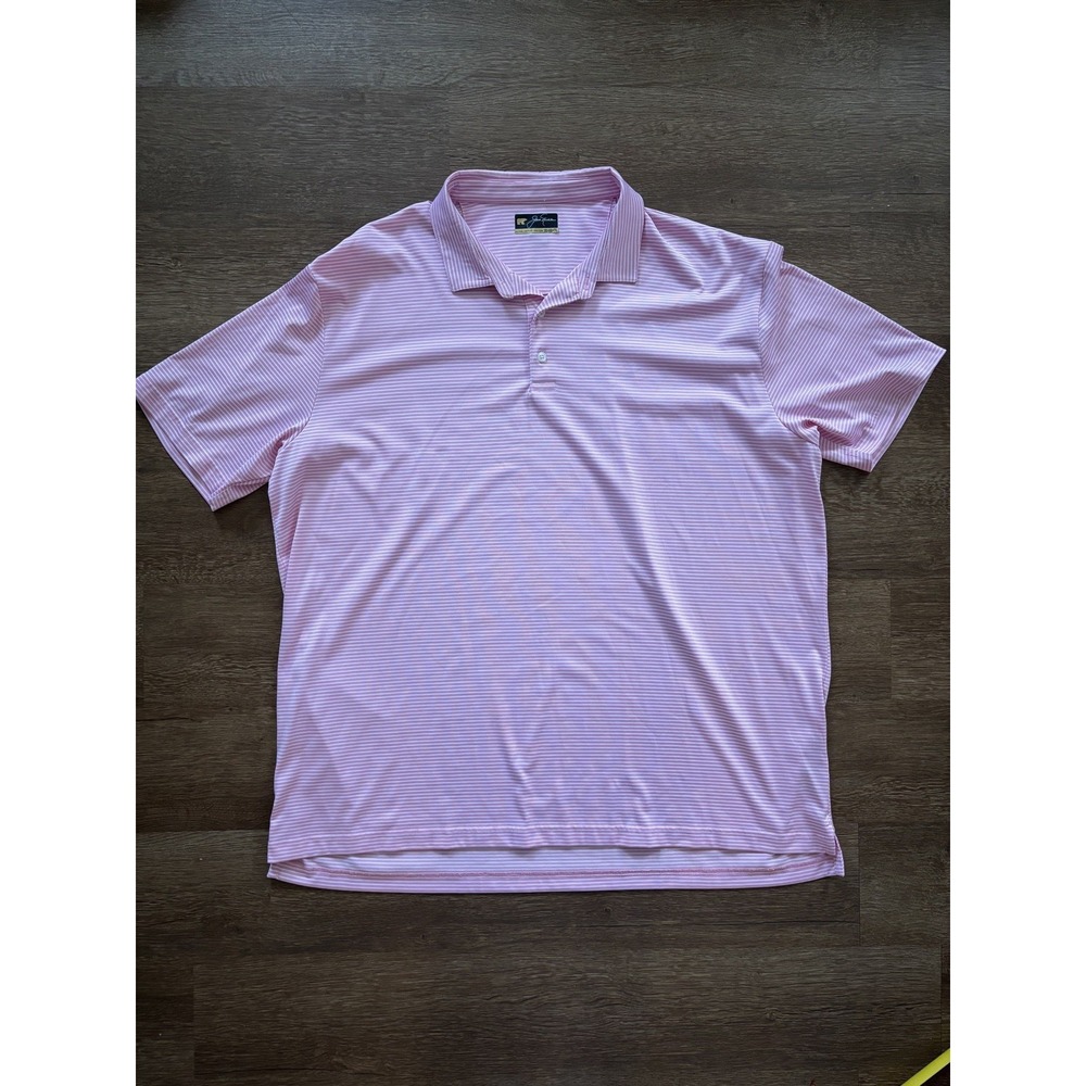 Jack Nicklaus Golden Bear Polo Golf‎ Shirt Pink/White Striped Size XXL